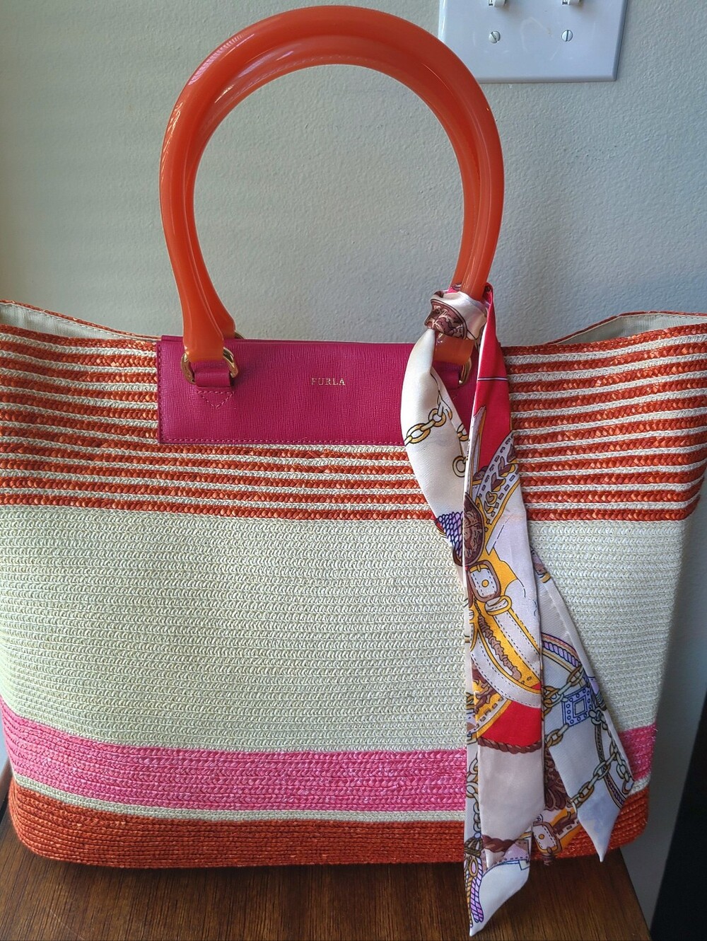 FURLA women's tote with twilly